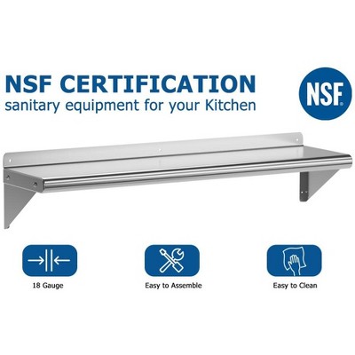 Whizmax Heavy-Duty Stainless Steel Wall Mount Shelf with Backsplash