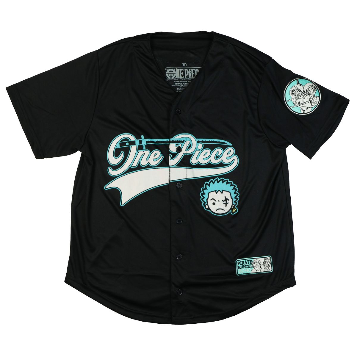 Seven Times Six One Piece Baseball Jersey Men's Zoro Short Sleeve Button Up Shirt Black - thumbnail 2
