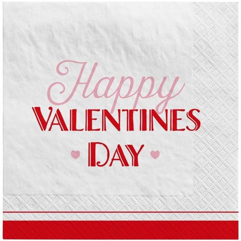 30ct 'Happy Valentine's Day' Disposable Lunch Napkins Red/White/Pink - Spritz™ - image 1 of 2