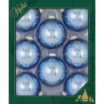 Christmas by Krebs 8ct Alpine Blue Shiny Glass Christmas Ball Ornaments 2.5" (67mm)