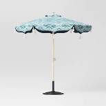 7.5'x7.5' Decorative Trim Scalloped Outdoor Market Umbrella Blue - Opalhouse™ designed with Jungalow™