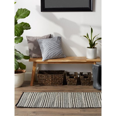 Handmade Cotton Black Stripe Rectangular Runner Rug 72"x30"