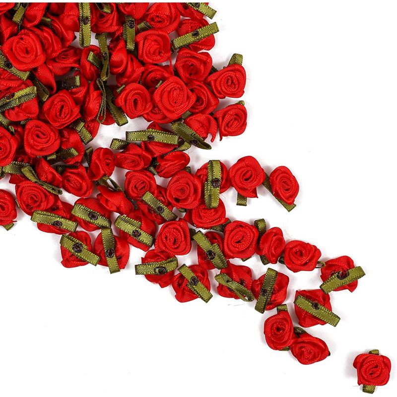 Bright Creations 200-Pack Mini Artificial Red Rose Flower for Gift Wrapping, for Arts and Crafts, Home Decor, 0.6", 5 of 7