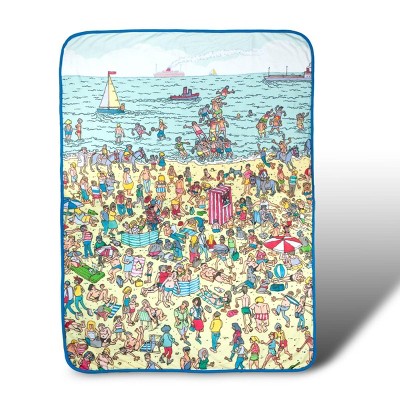 Just Funky Where's Waldo On The Beach Lightweight Fleece Throw Blanket | 45 x 60 Inches