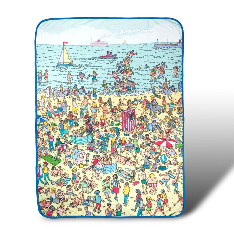 Just Funky Where's Waldo On The Beach Lightweight Fleece Throw Blanket | 45 x 60 Inches, 1 of 8