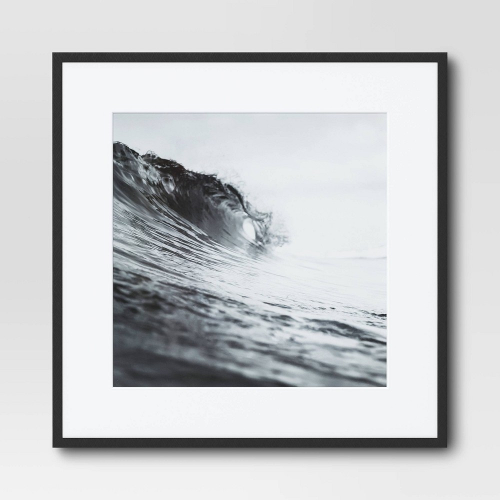 Photos - Photo Frame / Album 16" x 16" Matted to 12" x 12" Elevated Aluminum Poster Frame Black - Threshold™: Modern Wall Decor, Metal Square Display