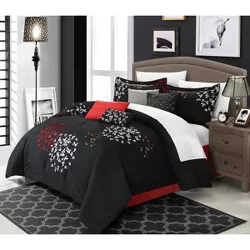Queen 12pc Comforter Set Black - Chic Home Design