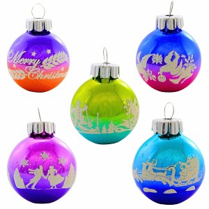 Christopher Radko 1.25 In Cc Flocked Rounds Shiny Brite Vintage Style Tree Ornament Sets - 1 of 4