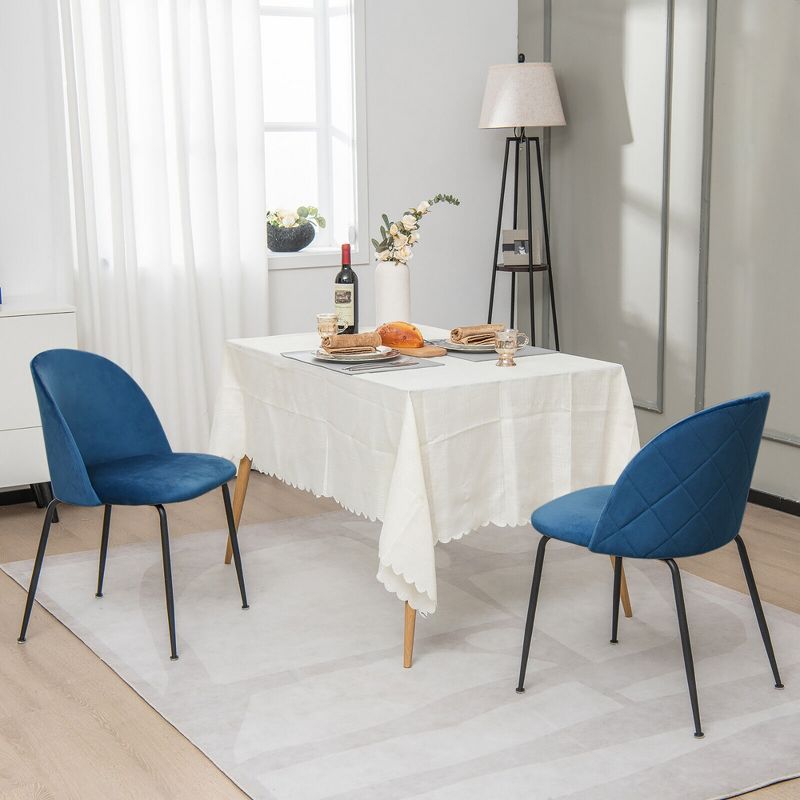 Tangkula Dining Chair Set of 4 Upholstered Velvet Chair Set w/ Metal Base for Living Room, 3 of 12