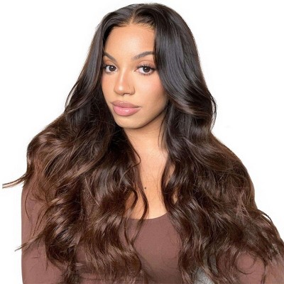 Jessie's Wig 18-24 Inch Body Wave Wig 13x5 Pre Cut Lace Ombre Brown Color 1 Pc/Pack