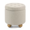 Grungis Flannel Round Storage Benches with Wooden Legs,Tufted Upholstered Storage Ottoman,Storage Ottoman Bench for Living Room,Bedroom - 4 of 4