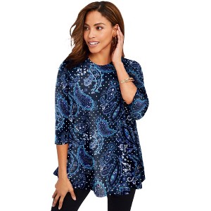 Jessica London Women's Plus Size Stretch Knit Swing Tunic - 1 of 4
