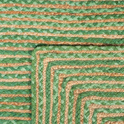 Handmade Green Cotton 6' x 9' Rectangular Area Rug