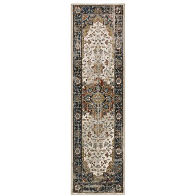 Oriental Weavers Venice 054X8 Beige/ Blue Indoor Area Rug - 2'3" x 7'6"