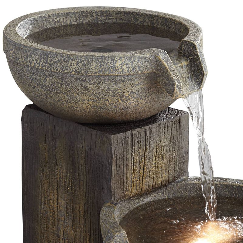 John Timberland Four Tier Rustic Cascading Outdoor Floor Water Fountain with LED Light 40 1/2" for Yard Garden Patio Home Deck Porch House Roof, 4 of 13