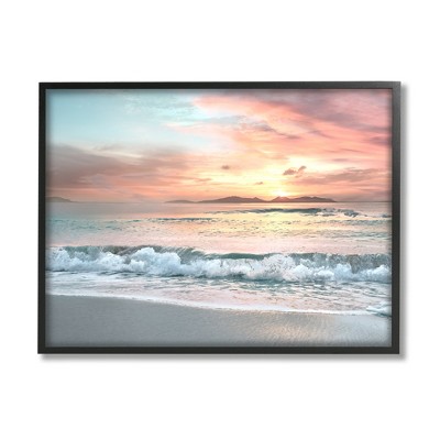 Stupell Industries Morning Sunrise Beach Landscape Distant Mountains Rolling Tide