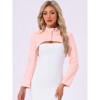 INSPIRE CHIC Women's Faux Leather Cropped Stand Collar Zipper Front Moto Biker Long Sleeve Jacket - 2 of 4
