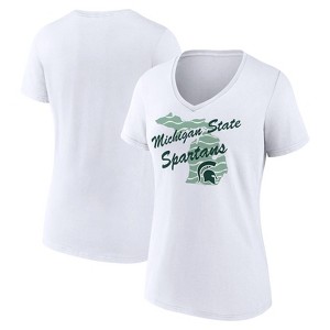 NCAA Michigan State Spartans Women's V-Neck White T-Shirt - 1 of 3