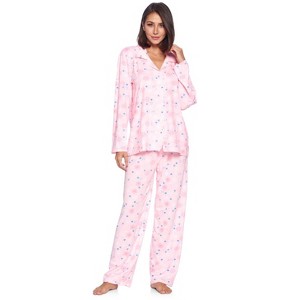 Casual Nights Women's Long Sleeve Rayon Button Down Pajama Set - 1 of 4