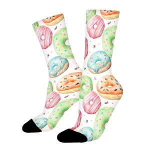 Sweet Donuts Women Printed Crew Socks Funny Funky Socks Soft Polyester Novelty Gifts for Artists Men - 1 of 1
