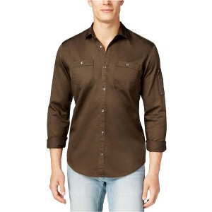 I.N.C International Concepts Mens Claudius LS Button Up Shirt, Brown, Small - 1 of 1