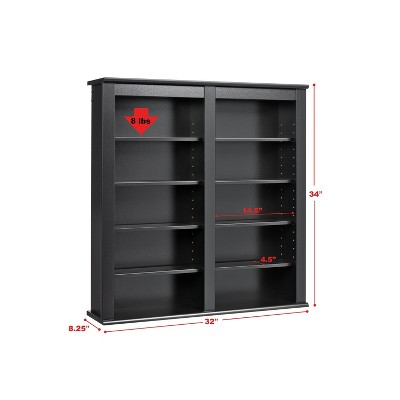 Black Double Wall Mounted Media Storage Shelf