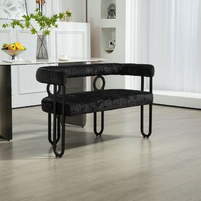 CAVINAS Modern Loveseat Sofa, Chenille Fabric 2 Seater Sofa Couch with Arms and Metal Legs, for Small Space