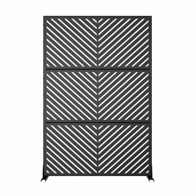 Lirago Metal Outdoor Privacy Screen Freestanding Patio Decorative Screens - 72"x47", Black