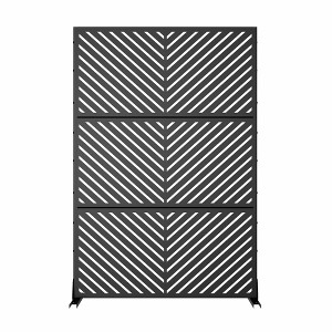 Lirago Outdoor Privacy Screen Privacy Fence Fence Panels Metal Garden Fencing -72x47 Black - 1 of 4