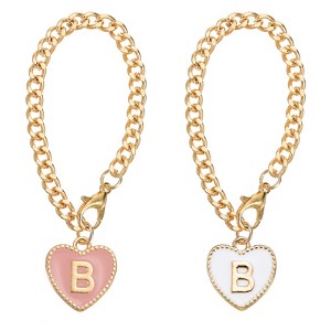 Unique Bargains Letter Heart Shape Identification Accessories Pink & White 2 Pcs - 1 of 4