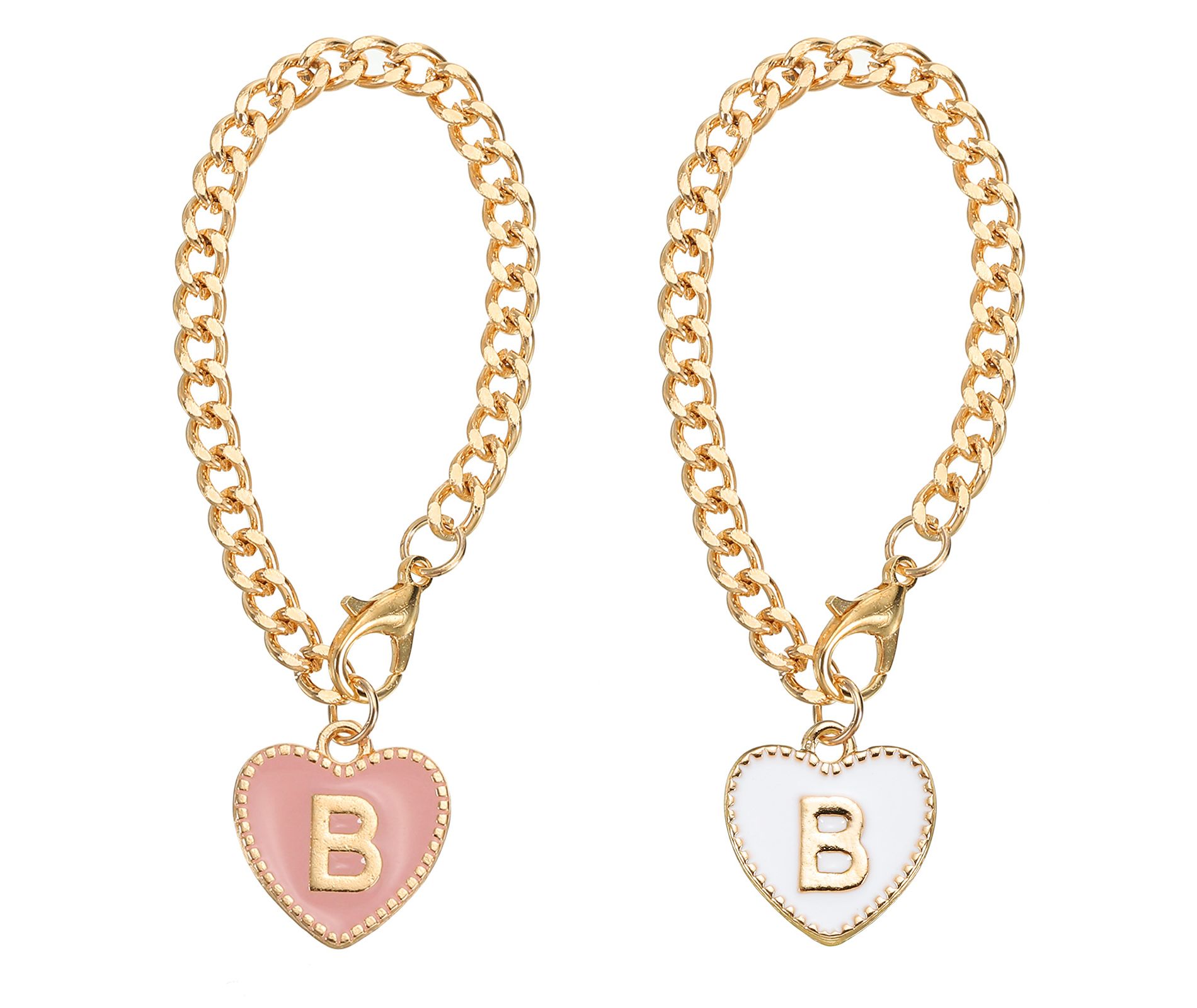 Unique Bargains Letter Heart Shape Identification Accessories Pink & White 2 Pcs