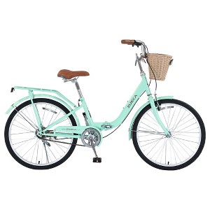 Gulches 24 Inch Single Speed Folding Lady  Bike  , Durable Steel Frame,Compact Design for Easy Storage and Commuting - 1 of 4
