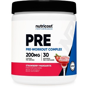 Nutricost Pre-Workout Complex Powder (Strawberry Margarita) 30 Servings - 200mg of Caffeine per Serving, GMO-Free, Gluten-Free, Vegetarian - 1 of 4
