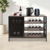 YIYIBYUS Wine Bar Cabinet with Power Outlets, Coffee Bar Cabinet for Liquor and Glasses, Brown - 2 of 4
