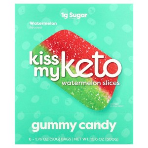 Gummy Candy, Watermelon Slices, 6 Bags, 1.76 oz (50 g) Each, Kiss My Keto - 1 of 3