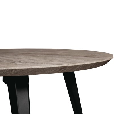 47" Round Weathered Oak Dining Table with Metal Legs