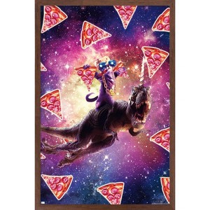 Trends International James Booker - Thug Space Cat On Dinosaur Unicorn Framed Wall Poster Prints - 1 of 4