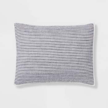 King Reversible Cotton Stripe Quilt Sham Navy - Threshold™