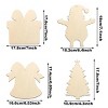 20PCS Unfinished Paintable Blank Wooden Christmas Festival Decoration Ornaments 5 Designs Xmas Tree Hanging Wood Slices DIY Art Crafts - 3 of 4
