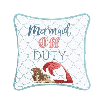 C&F Home 10" x 10" Mermaid Off Duty Embroidered Throw Pillow