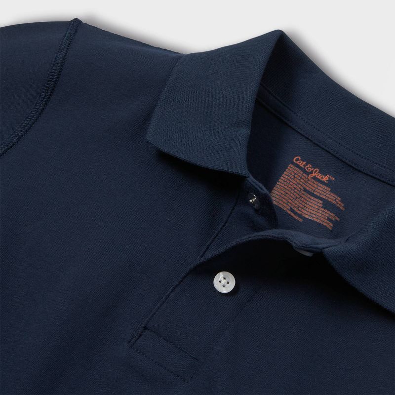 Boys' Adaptive Long Sleeve Polo Shirt - Cat & Jack™ Navy, 3 of 4