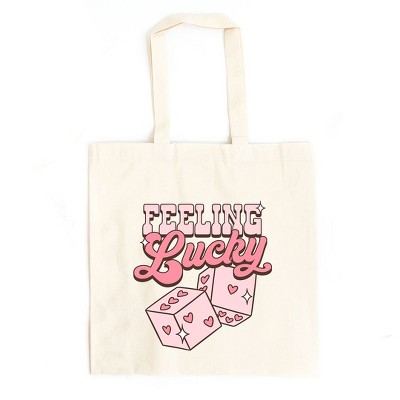 City Creek Prints Feeling Lucky Dice Canvas Tote Bag - 15x16 - Natural