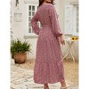 MISSKY Women Plus Size Maxi Long Sleeve V-Neck Wrap Casual Tie Waist Long Dress - 2 of 4