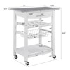 FONTOI Mobile Kitchen Island with Underneath Drawer, Rolling Trolley Serving Cart Slide-Out Wire Storage Basket, White, 15.75"*33.55"*30" - 3 of 4