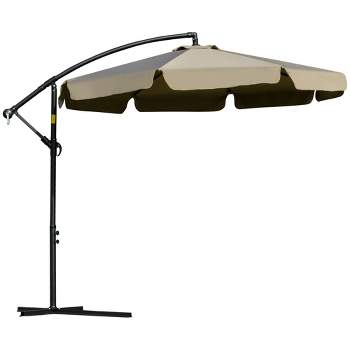 Outsunny 9FT Offset Hanging Patio Umbrella Cantilever Umbrella with Easy Tilt Adjustment, Cross Base and 8 Ribs for Backyard, Poolside, Lawn and Garden