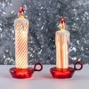 Transpac 10 Inch Holiday Striped Glass Candle Set of 2 Multicolored Battery Operated Indoor Decorative Objects for Christmas - 2 of 3