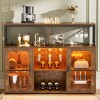 Aheaplus Bar Cabinet with Led Lights and Glass Holders, Bar Cabinet with Power Outlet - 2 of 4