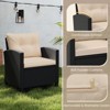 Tangkula 3 Piece Patio Furniture Set Rattan Conversation Set w/Soft Seat & Back Cushions Tempered Glass Topped Coffee Table Beige - 3 of 4