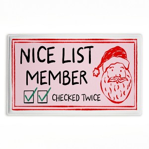 Stupell Industries Pink Nice List Ticket Printed Plush Bath Mat And Bath Rug, Design By Jj Design House Llc, 18"X30" - 1 of 4