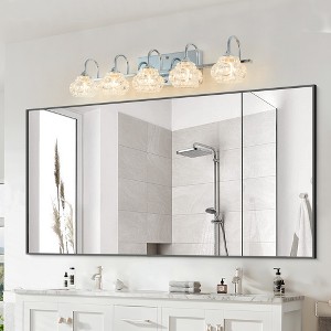 29" Nickel Finish Vintage Crystal Vanity Light - Elegant 5-Light Bathroom Mirror Fixture with Clear Glass Shades (No Bulbs) - 1 of 4